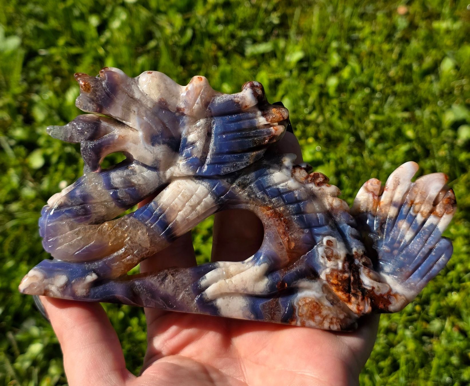 Minerali & Pietre curative: HQ Blauer Blumenachat Drache B 260g – Nuovo e nell'imballaggio originale da Matzingen venduto da Shay_Crystalz 1