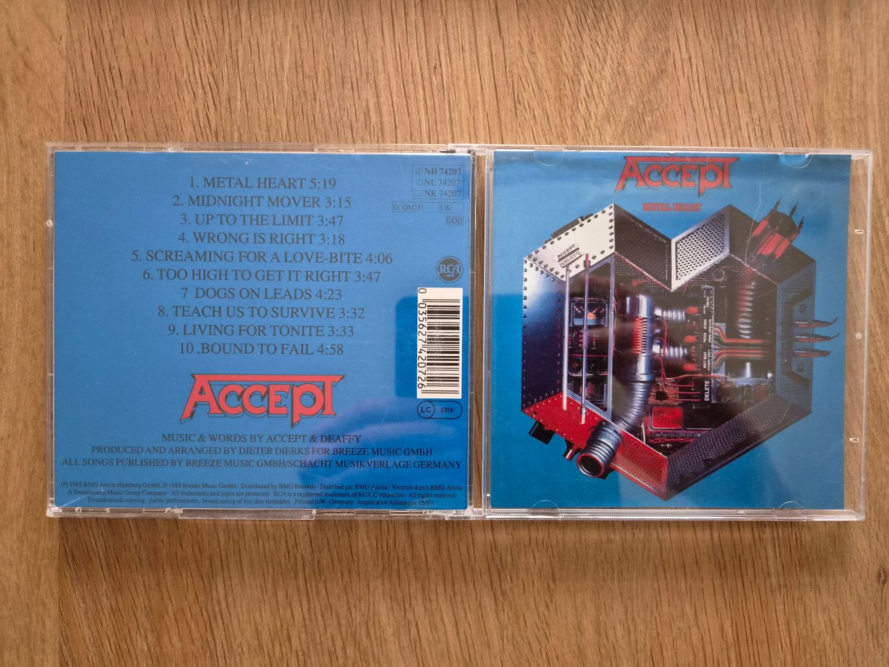 CD: CD Accept - Metal Heart, 1985 – Usato da Nebikon venduto da Harley-Davidson01