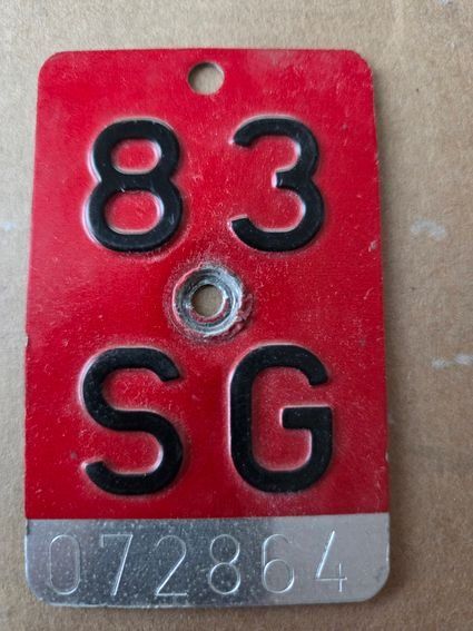 Sachs Insegne: Velonummer SG 83 plaque Velo – Usato da Schenkon venduto da Uhu007
