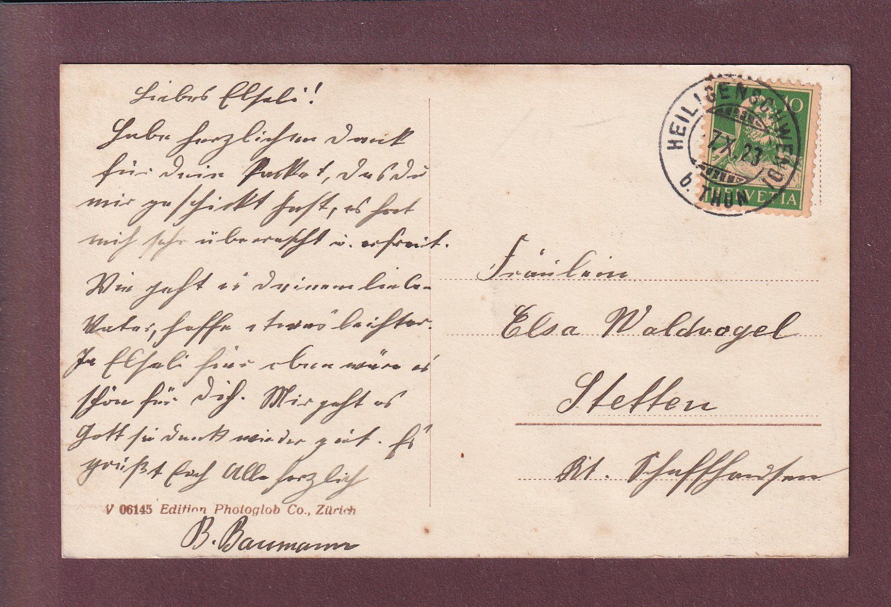 Ansichtskarten: HALTENEGG ob Thun - Pension Waldheim - 1923 – Gebraucht aus Pully von nicecards 1