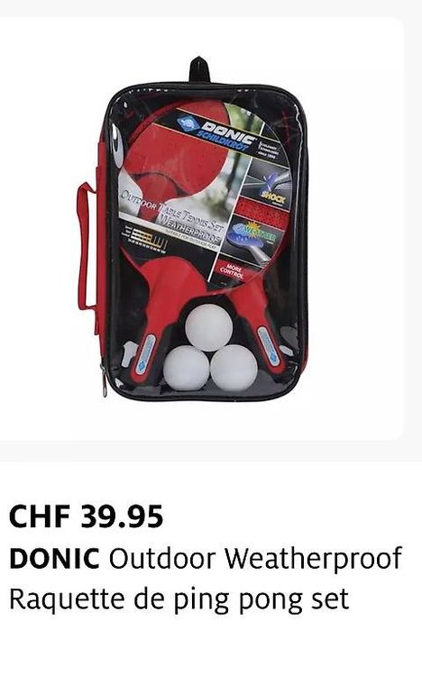 Tischtennis: Neuf CHF 39.95 DONIC Outdoor Weatherproof ping pong set – Gebraucht aus Le Mont-sur-Lausanne von swisssail