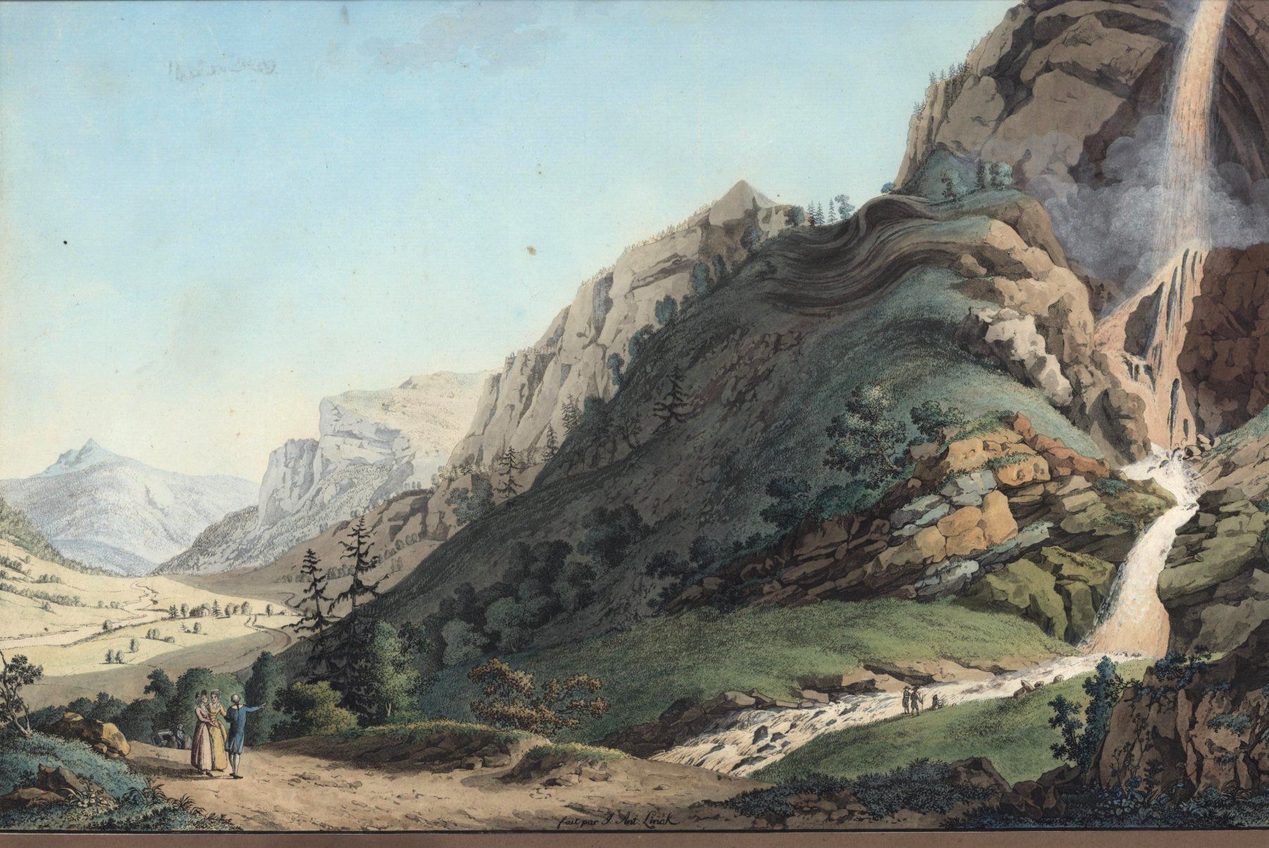 Incisioni: Cascade d Arpenas Gouache von Linck – Usato da Rafz venduto da Helvet32 1