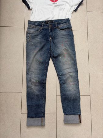 Philipp Plein Jeans Gr. 29 mit Farbspritzern & Totenköpfen