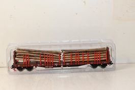 Modellbahn Wagen mit Holz beladen Märklin HO/AC mit OVP