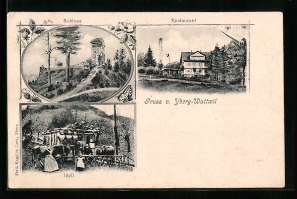 Cartoline postali: Wattwil, Restaurant, Schloss auf dem Ybe – Usato da Berlin venduto da bartko-reher
