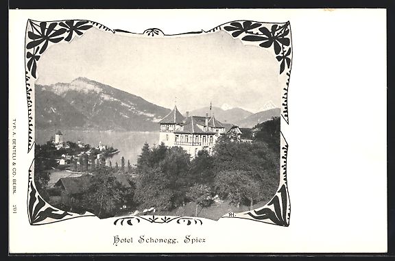 Cartoline postali: AK Spiez, Hotel Schonegg – Usato da Berlin venduto da bartko-reher