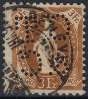 3 Fr. Stehende Helvetia mit Perfin C.T./&C. von GENÈVE