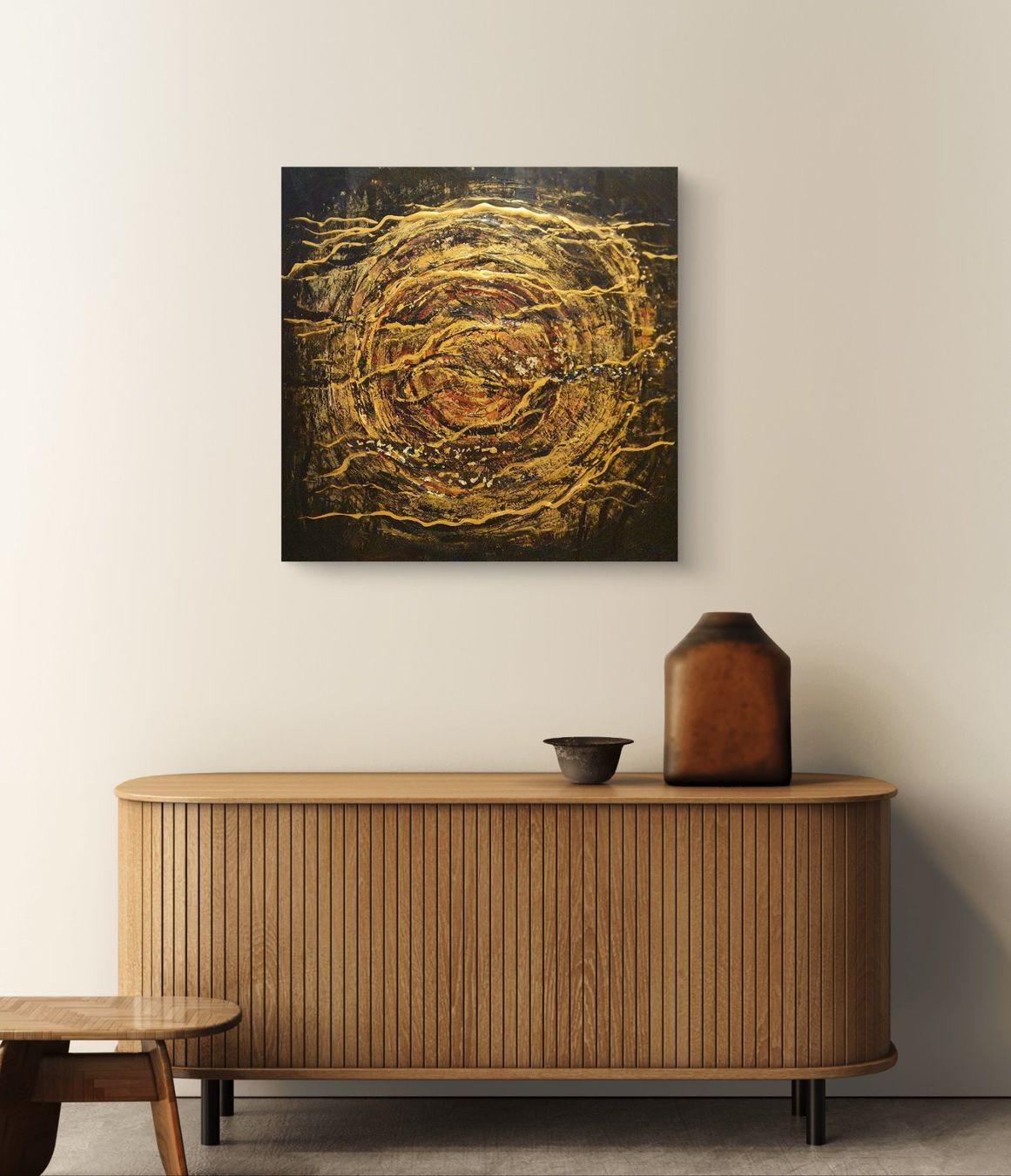Dipinti: Acrylbild Abstrakt mit Gold, 80x80 cm – Nuovo e nell'imballaggio originale da Beinwil am See venduto da Superchance 3