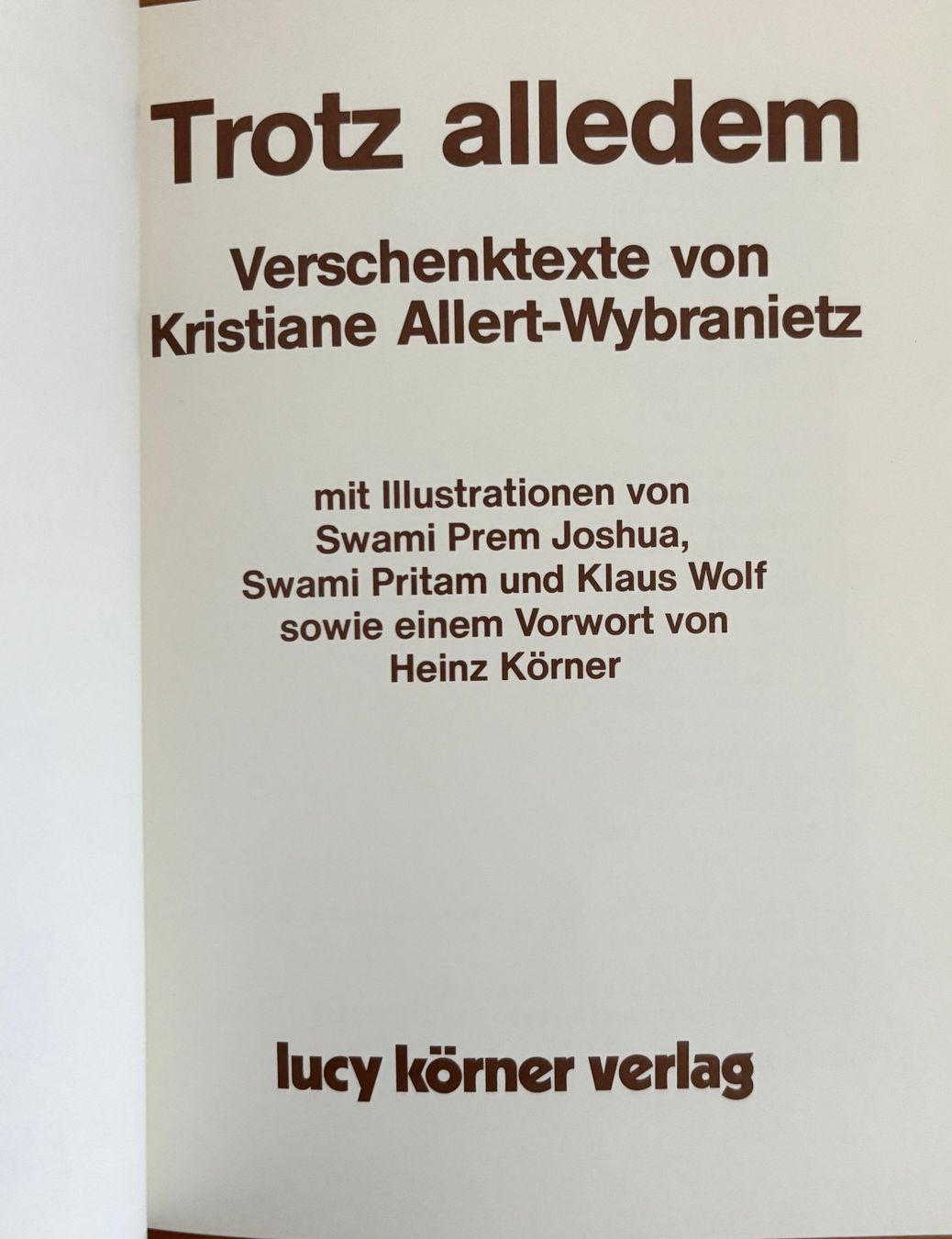 Libri: Allert-Wybranietz, Trotz alledem – Usato da Sarnen venduto da Livres 3