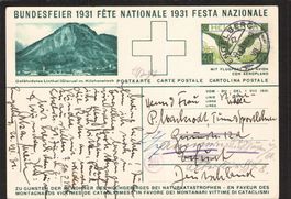 Flugpost, Bundesfeierkarte 1931 , Nr. 54 ll a , Linthal