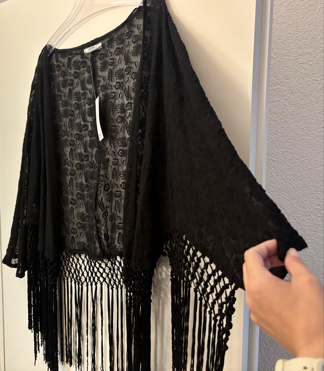 Arte internazionale: Caftan Mango schwarz Spitze Fransen – Nuovo (secondo la descrizione) da Baden venduto da Tiffany6878 1