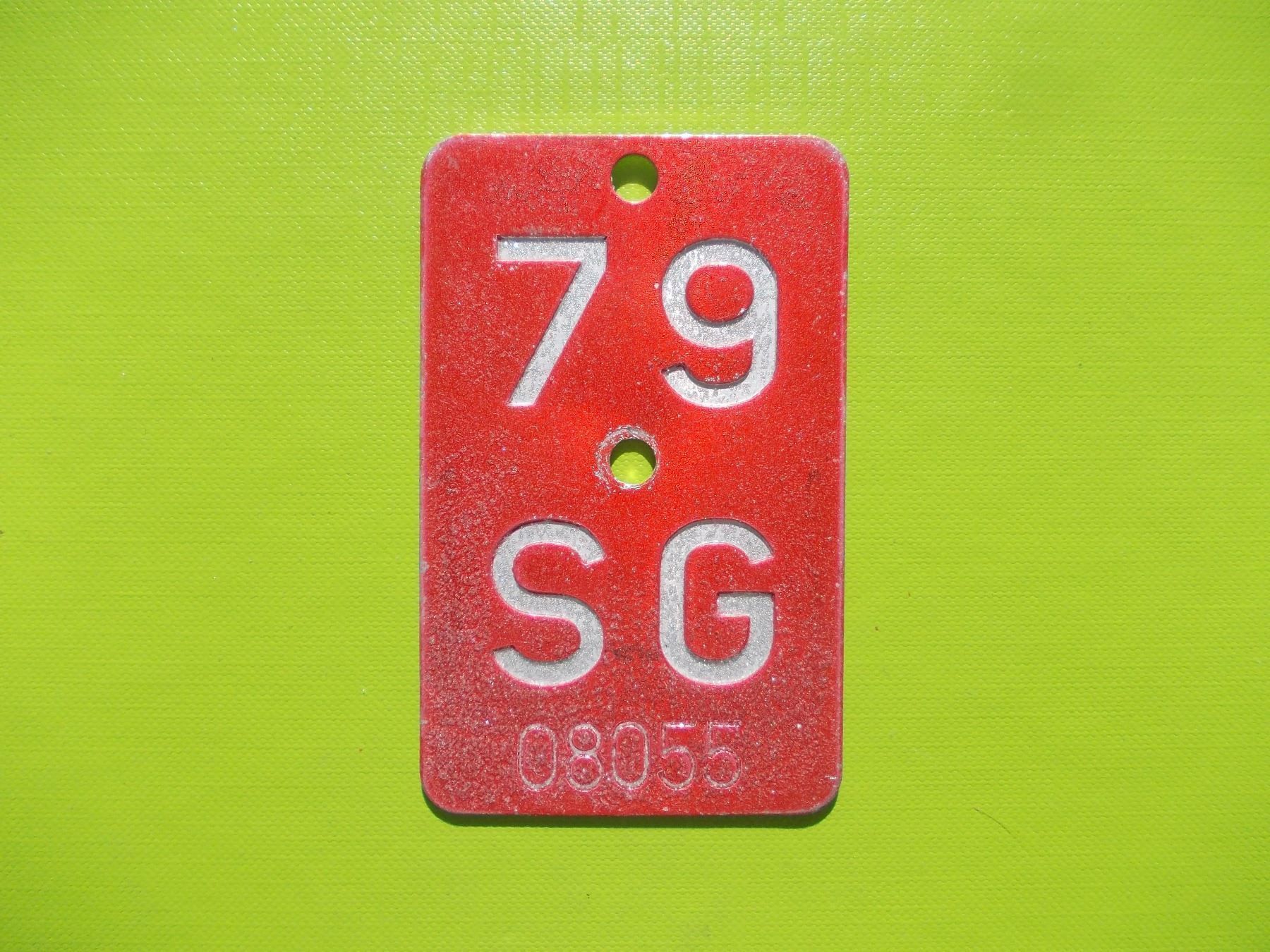 Schilder: Velonummer / Fahrradnummer SG 79 – Gebraucht aus Gsteigwiler von HORMIGA21