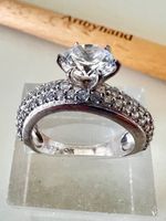 Eleganter Silberring 925 Pavé Solitär Zirkonia Ring Gr 55
