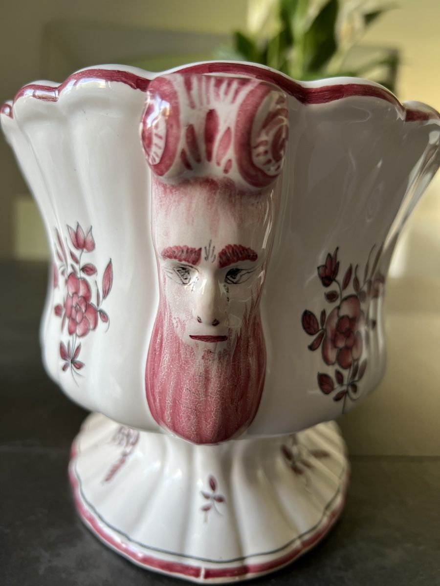 Vasi & Recipienti: Jardinière en faïence finement décorée de fleurs polychromes – Usato da Nyon venduto da stylevintage79 3