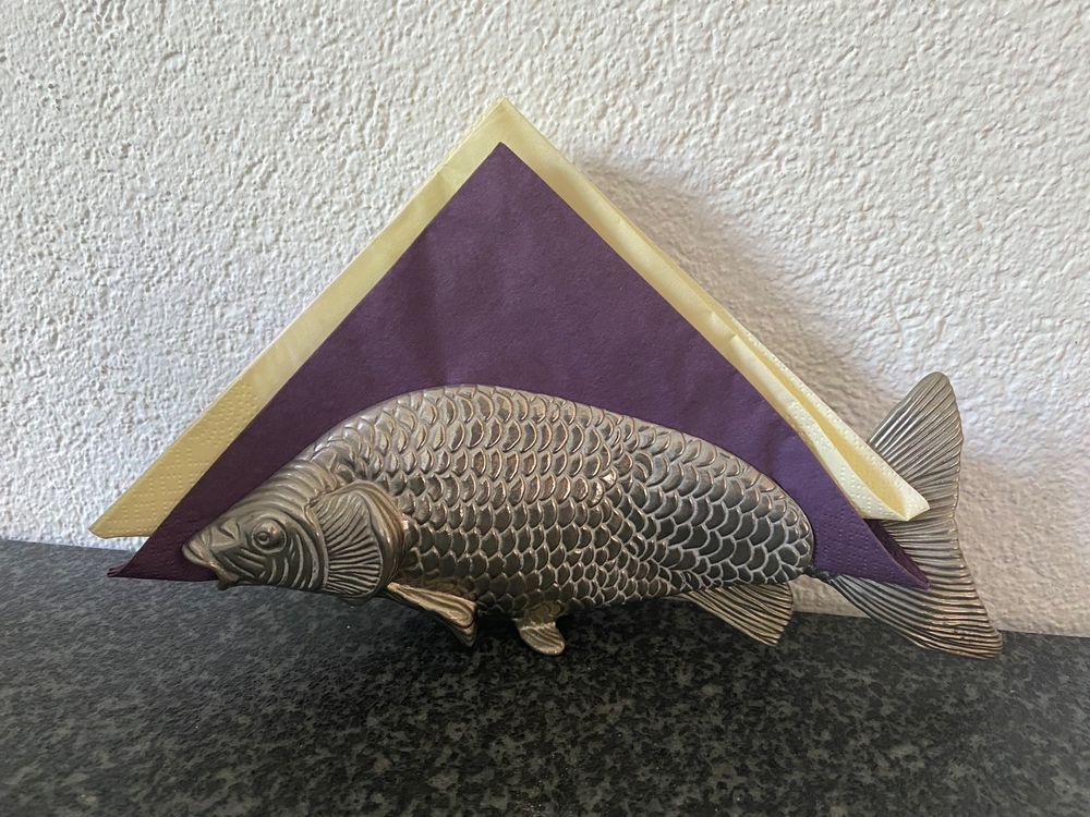 Karma Serviettenhalter Mit Papierservietten – Gewebter Halter Aus Kürbisgras, Fisch-Design, 2er Set