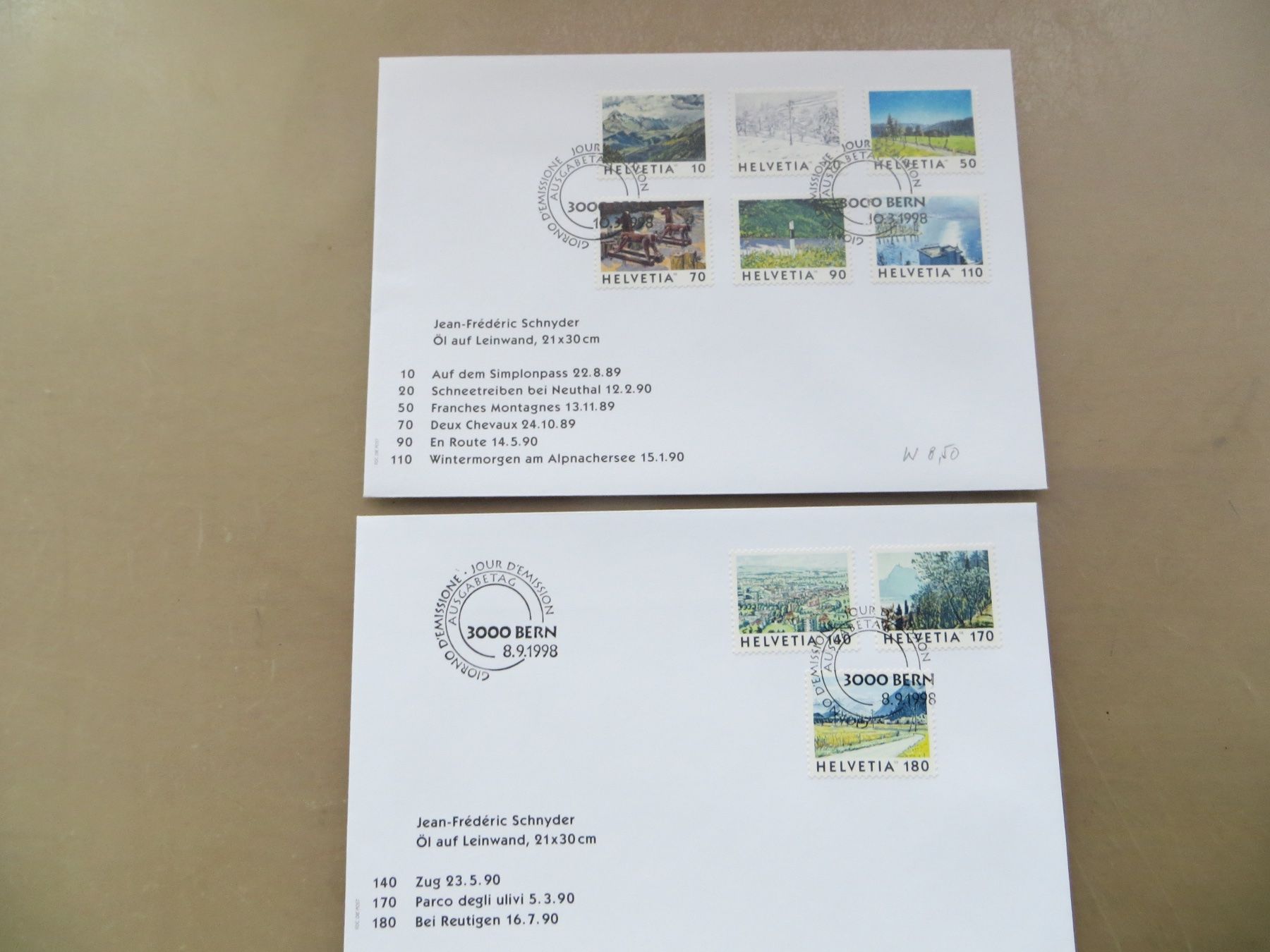 Tutti i francobolli: 2 Briefe FDC Bilder der Schweiz (Satz) 1998 – Nuovo (secondo la descrizione) da Basel venduto da 8013