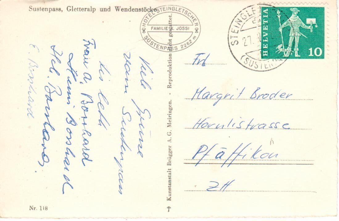 Ansichtskarten: Gletteralp , Sustenpass – Gebraucht aus Wolhusen von Curver9 1