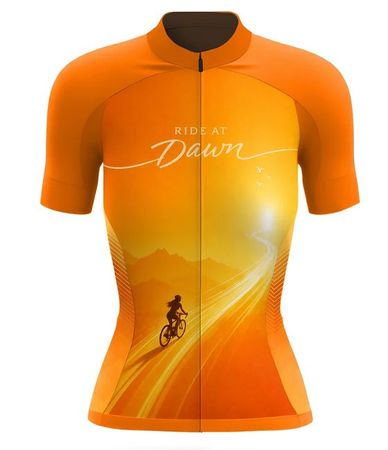 Damen Radtrikot kurzarm und Radhose orange Grösse M