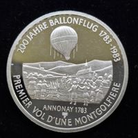 200 Jahre Ballonflug Medaille Gebrüder Monbtgolfiere Silber