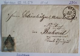 B277) 23C.c, Strubel auf Brief Bogenrand, Herisau Kt. 360.-