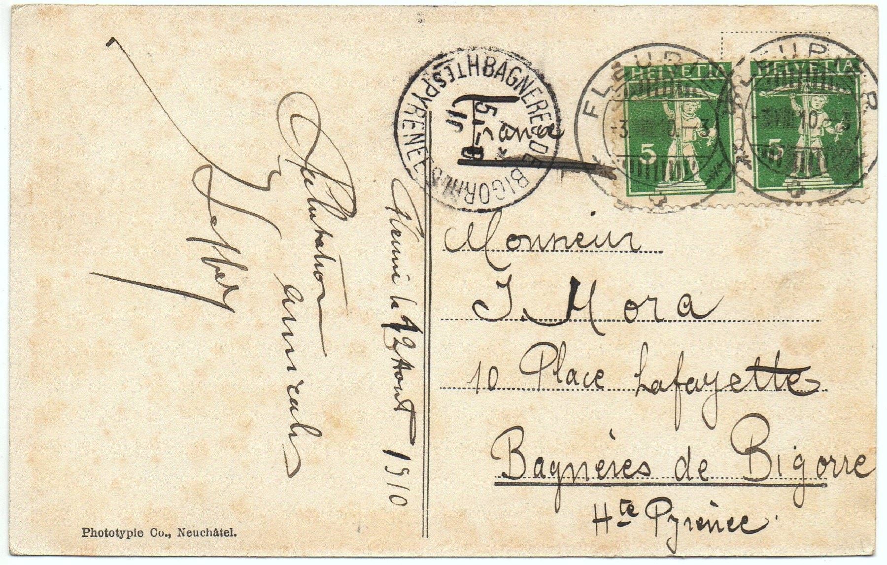 Cartoline postali: FLEURIER Grand' Rue – Usato da Jona venduto da philajona 1