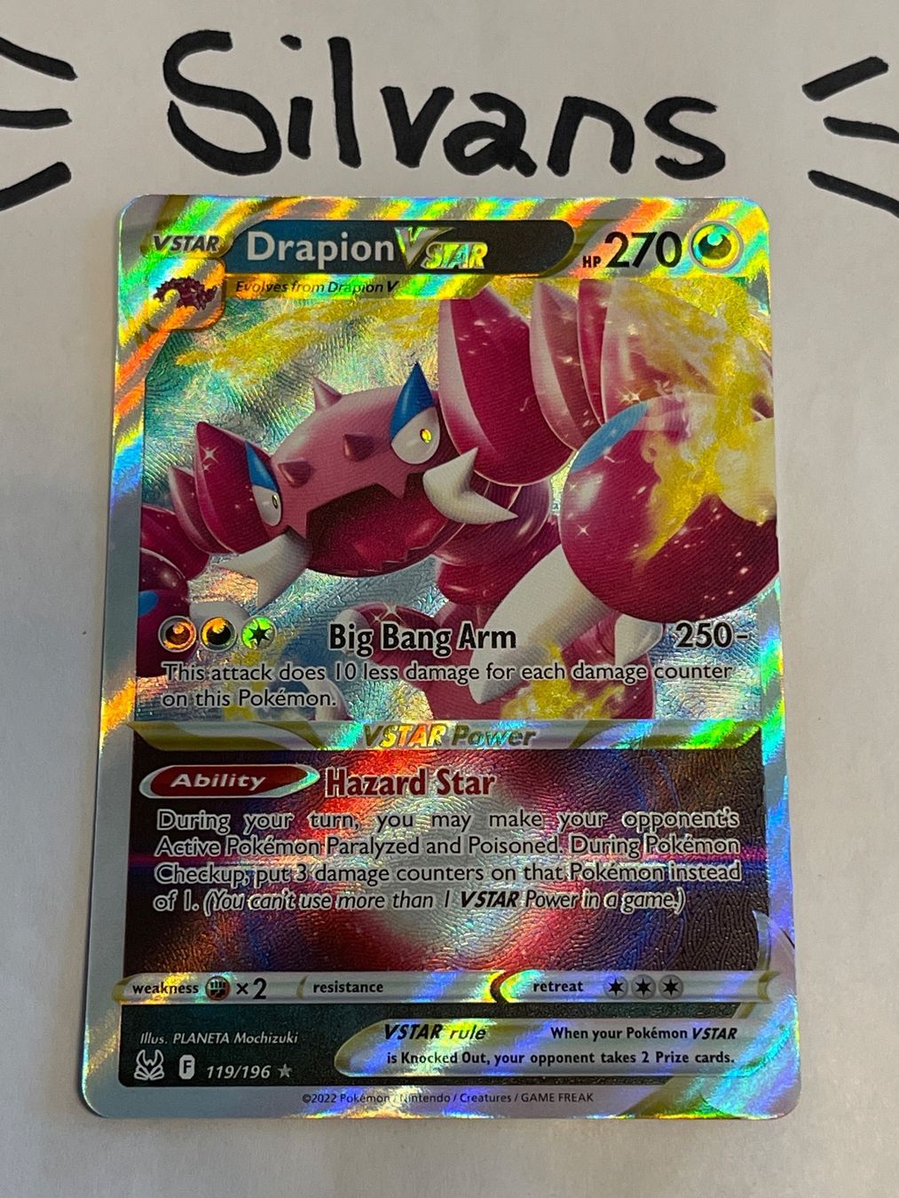 Pokémon Carte collezionabili: Drapion Vstar Full Art Lost Origin Verlorener Ursprung EN – Nuovo (secondo la descrizione) da Wil SG venduto da Silvans
