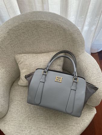 Sac à main Escada bleu gris cuir et daim bon état