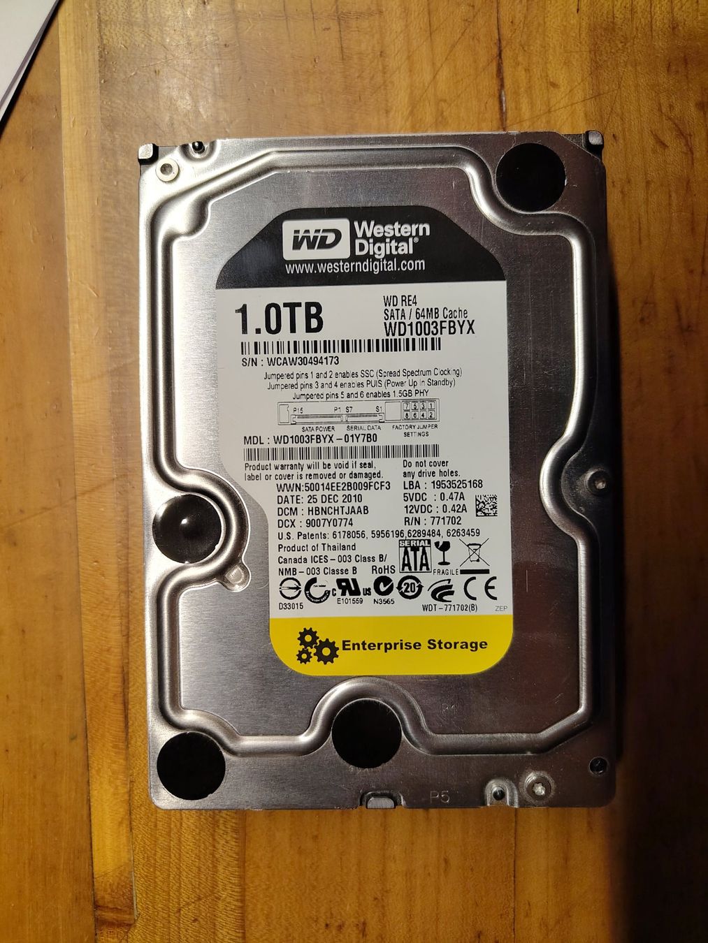 Western Digital Dischi rigidi: WD RE4 SATA 64MB Cache  1TB – Usato da Bern venduto da 70hemicuda