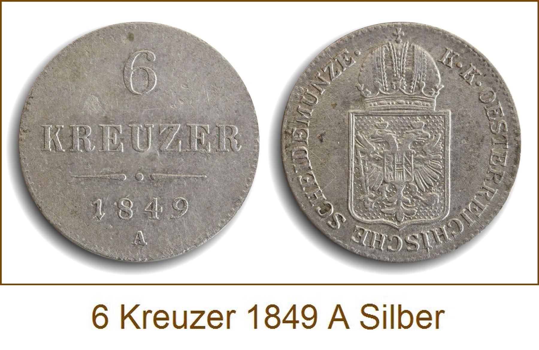 Tutti le monete: 6 Kreuzer 1849 A Lot 1 – Usato da Flamatt venduto da samowarow