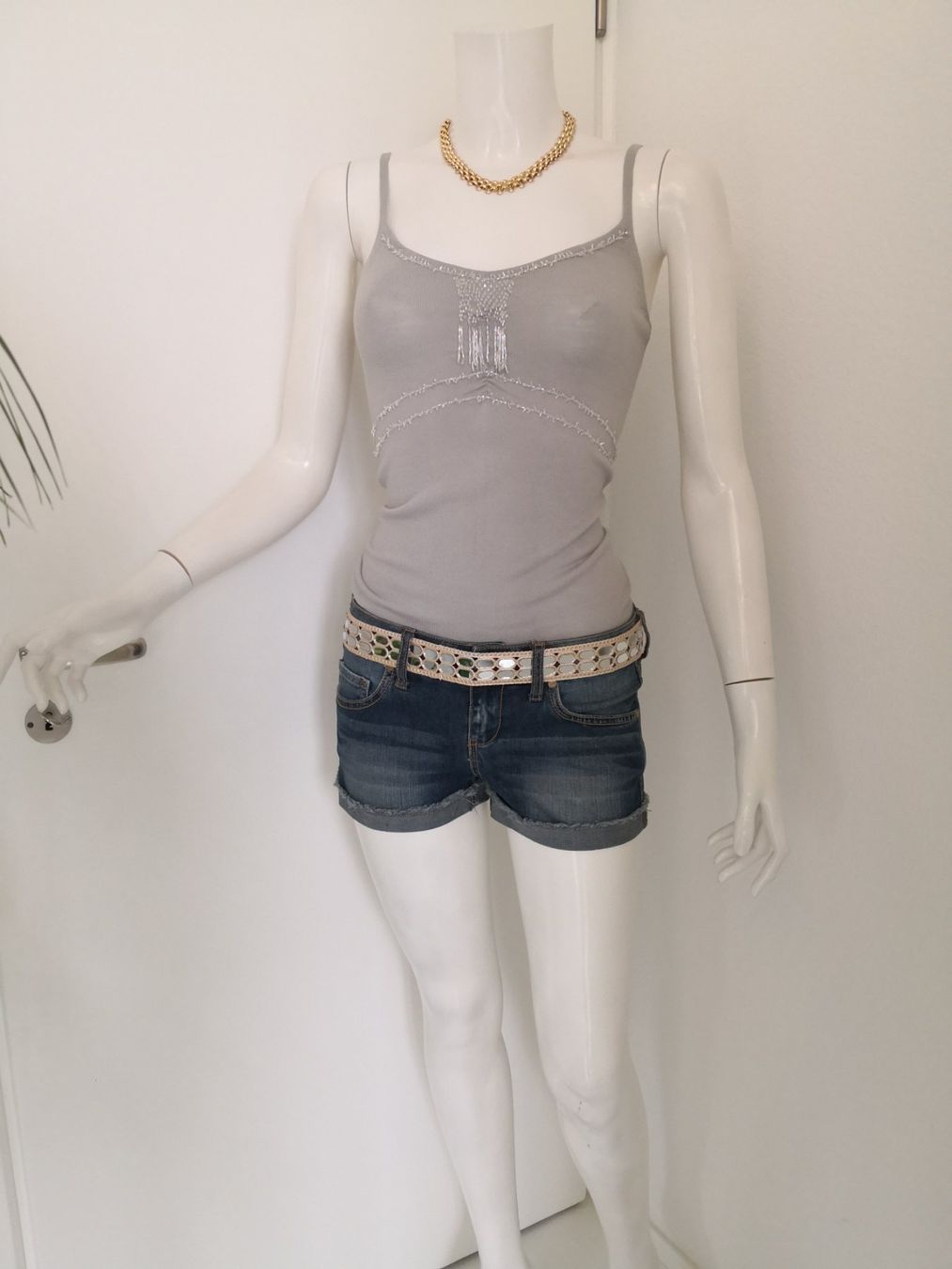 Mango Top: 🤩MANGO STRICK-TOP GRAU MIT PERLEN – Nuovo (secondo la descrizione) da Olten venduto da Naja-Twins-Twins 6