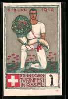 Basel, Turnfest 1912, Turner mit Blumen-