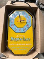 uhr, neon, hinterglas, werbung, nepto lac, 50 er jahre