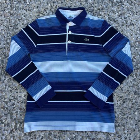 Lacoste Long Sleeve Polo Shirt Blue Striped