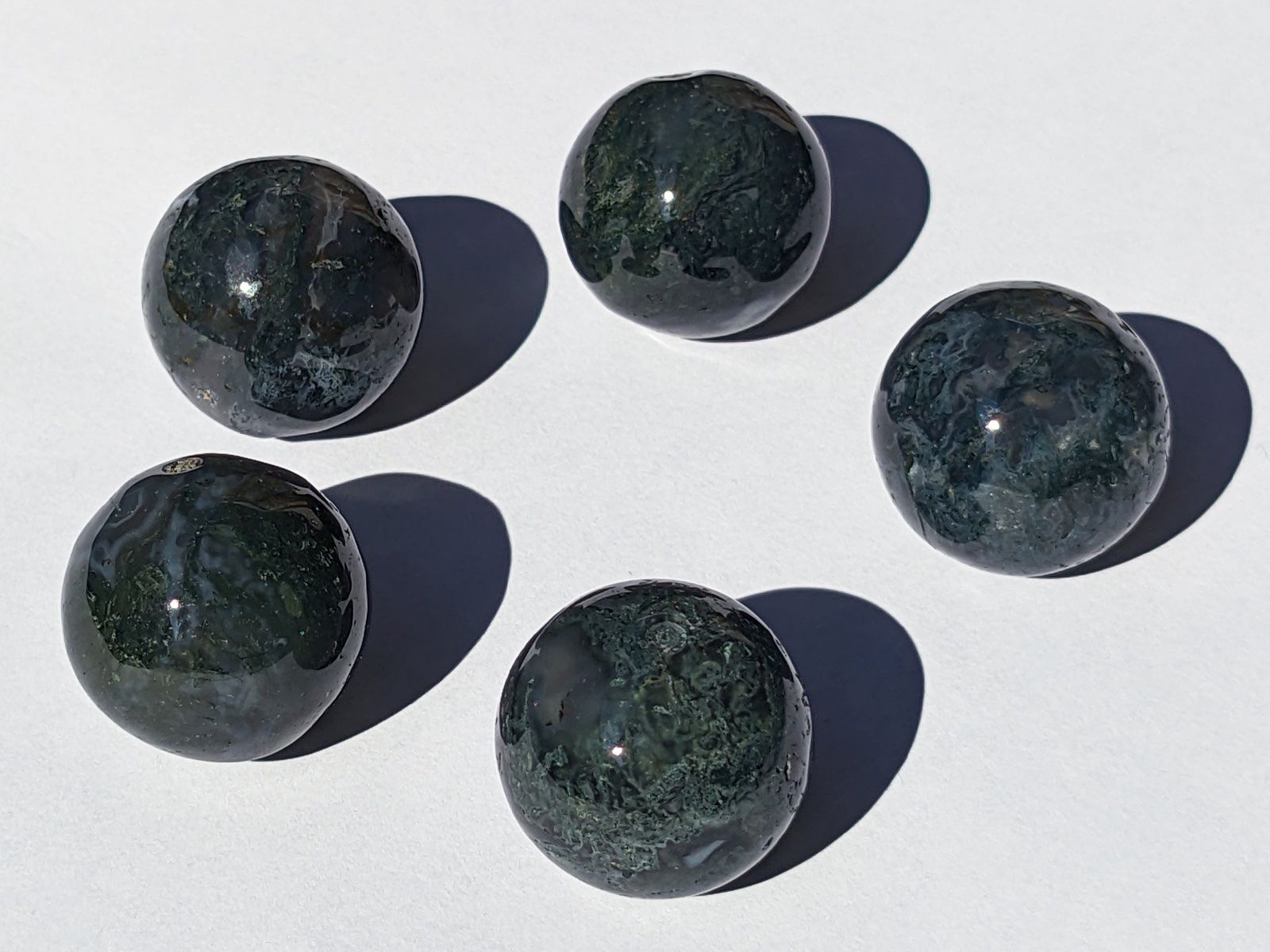 Minerali & Pietre curative: Moosachat Kugeln 19mm 5Stk.  43 Gramm – Nuovo e nell'imballaggio originale da Meilen venduto da StoneGarden