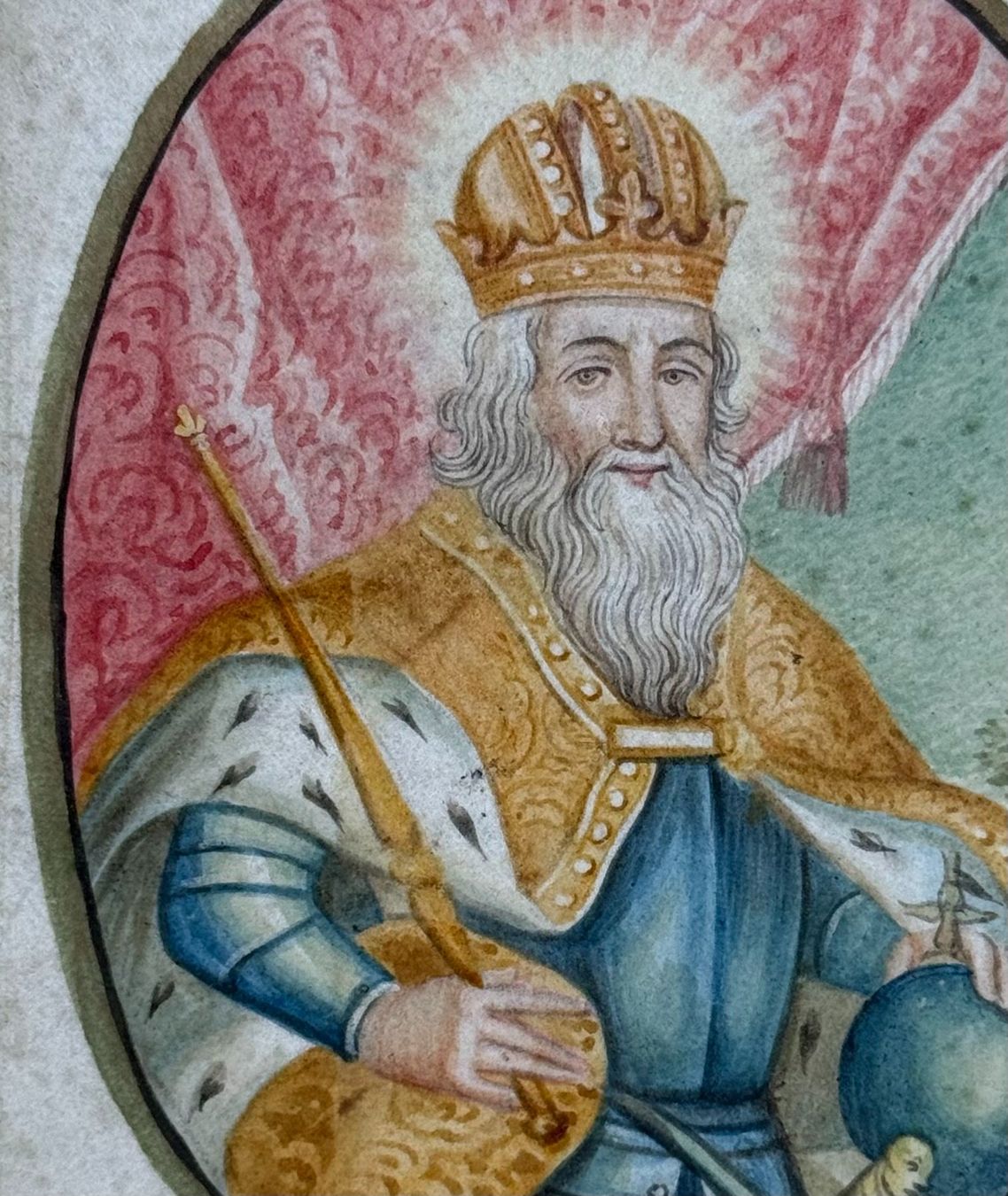 Dipinti: Handgemalte Miniatur S. Stephanus wohl 17. Jh. – Usato da Murgenthal venduto da allbazar 2
