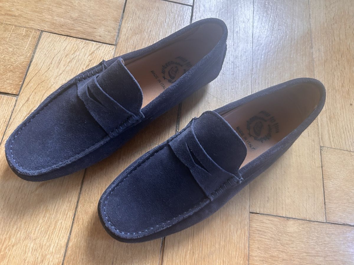 Scarpe da uomo: Loafers dunkelblau Wildleder, Grösse 41 – Nuovo (secondo la descrizione) da Bern venduto da FreitagsSachen22