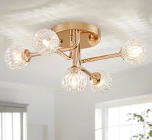 Deckenleuchte Kristall Glas gold Lampe Klasisch Flurleuchte