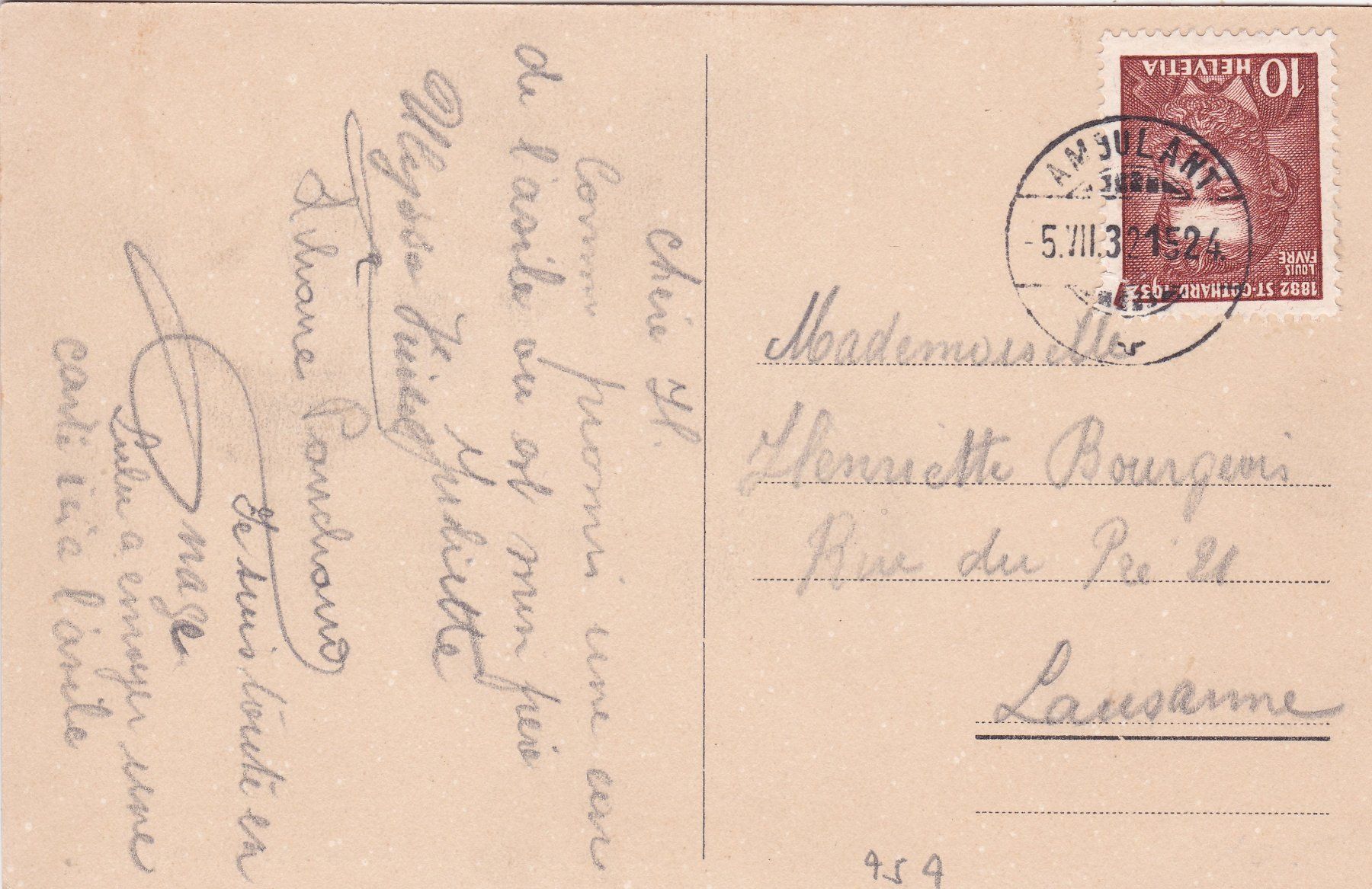 Cartoline postali: Hospice cantonal de Perreux Boudry La Direction 1932 – Usato da Herisau venduto da Lisegrat2008 1