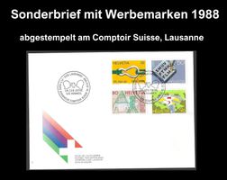 Sonderbrief mit Werbemarken 1988, gestempelt Comptoir Suisse