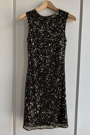 Pailletten Kleid XS Globus Essentials schwarz Gold Glitzer