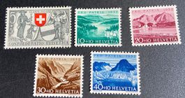 Pro Patria  Sätze 1952 - 1955 + 1957 mit Gummi