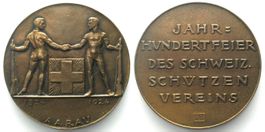 AARAU EIDGENÖSSISCHES SCHÜTZENFEST 1924 Bronze v. Hans Frei