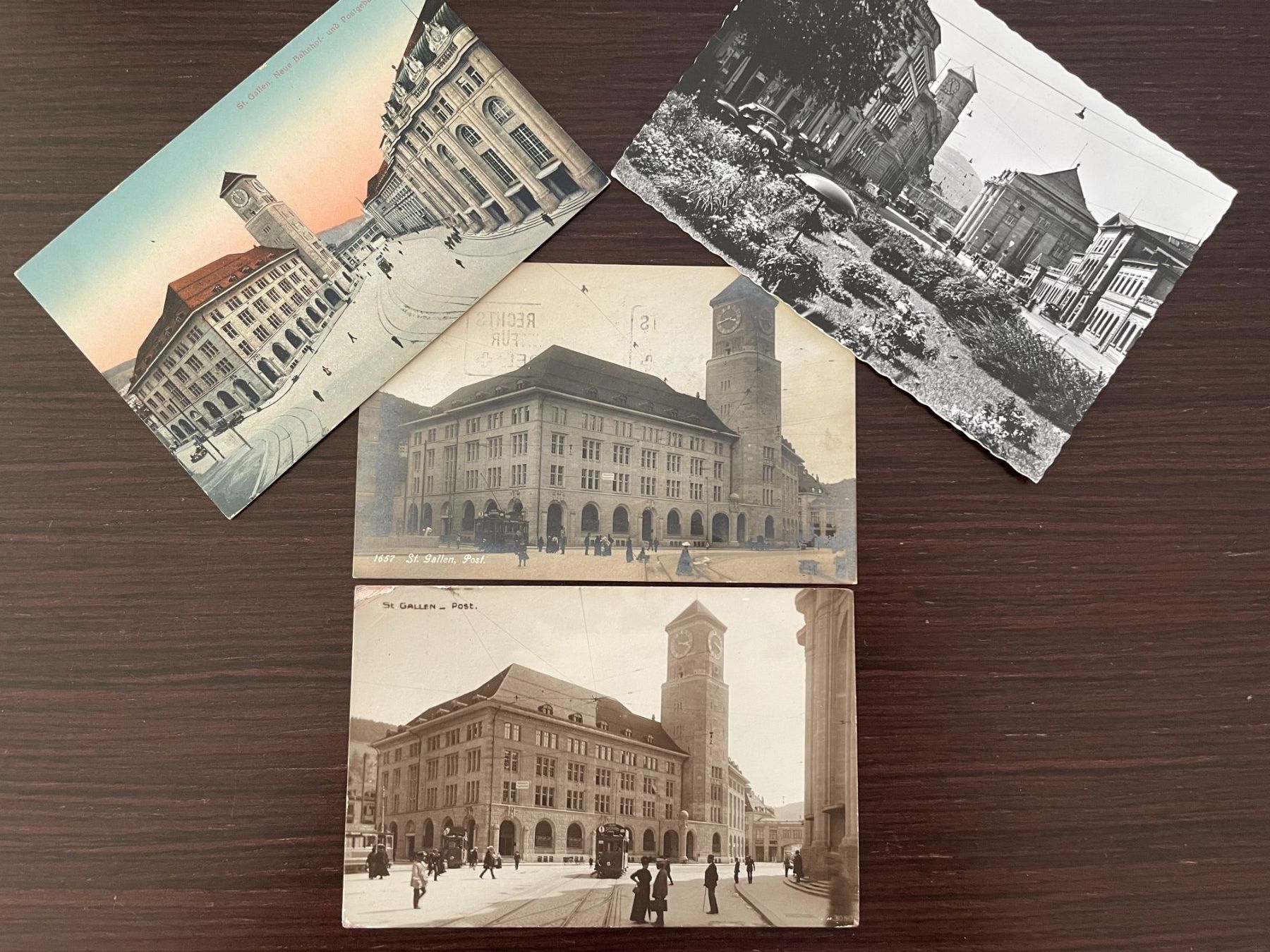 Cartoline postali: ST. GALLEN Post, TRAM / STRASSENBAHN, 4 Ansichtskarten – Usato da Wald ZH venduto da TLILEF