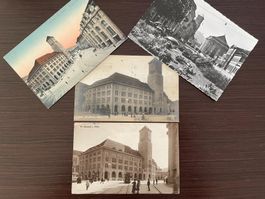 ST. GALLEN Post, TRAM / STRASSENBAHN, 4 Ansichtskarten