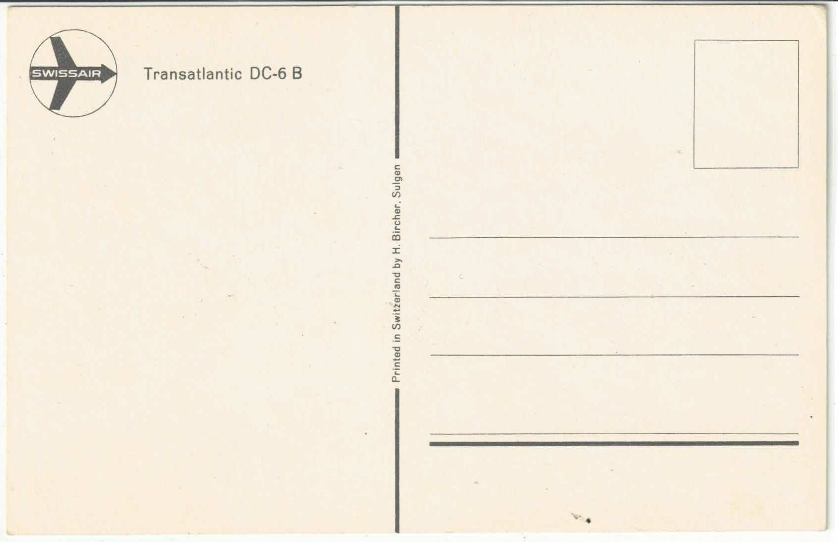 Cartoline postali: Swissair - Transatlantic DC-6 B – Usato da Ettingen venduto da Kartenplanet 1