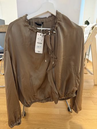 ZARA Damenjacke / leichte Bomberjacke – Braun/Taupe – Gr. XL