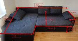 Grosses Ecksofa mit Bettfunktion & Stauraum  CHF 100