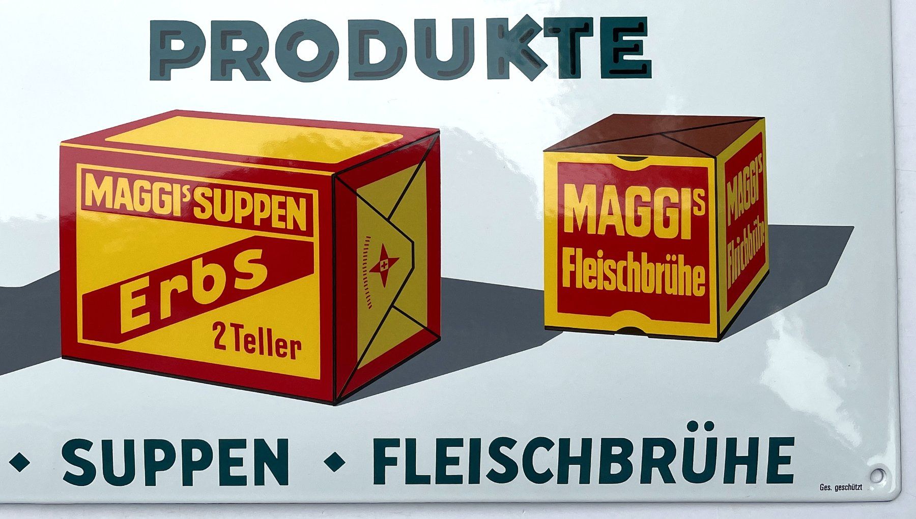 Maggi Insegne: Maggi - Vintage Emailschild gewölbt – Usato da Savagnier venduto da Ne2065 2