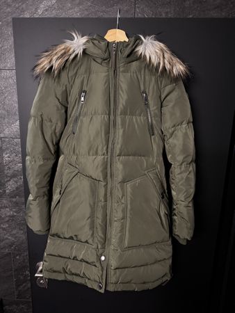 ONLY Winterjacke Damen Gr. S warm Kunstfell Kapuze olivgrün