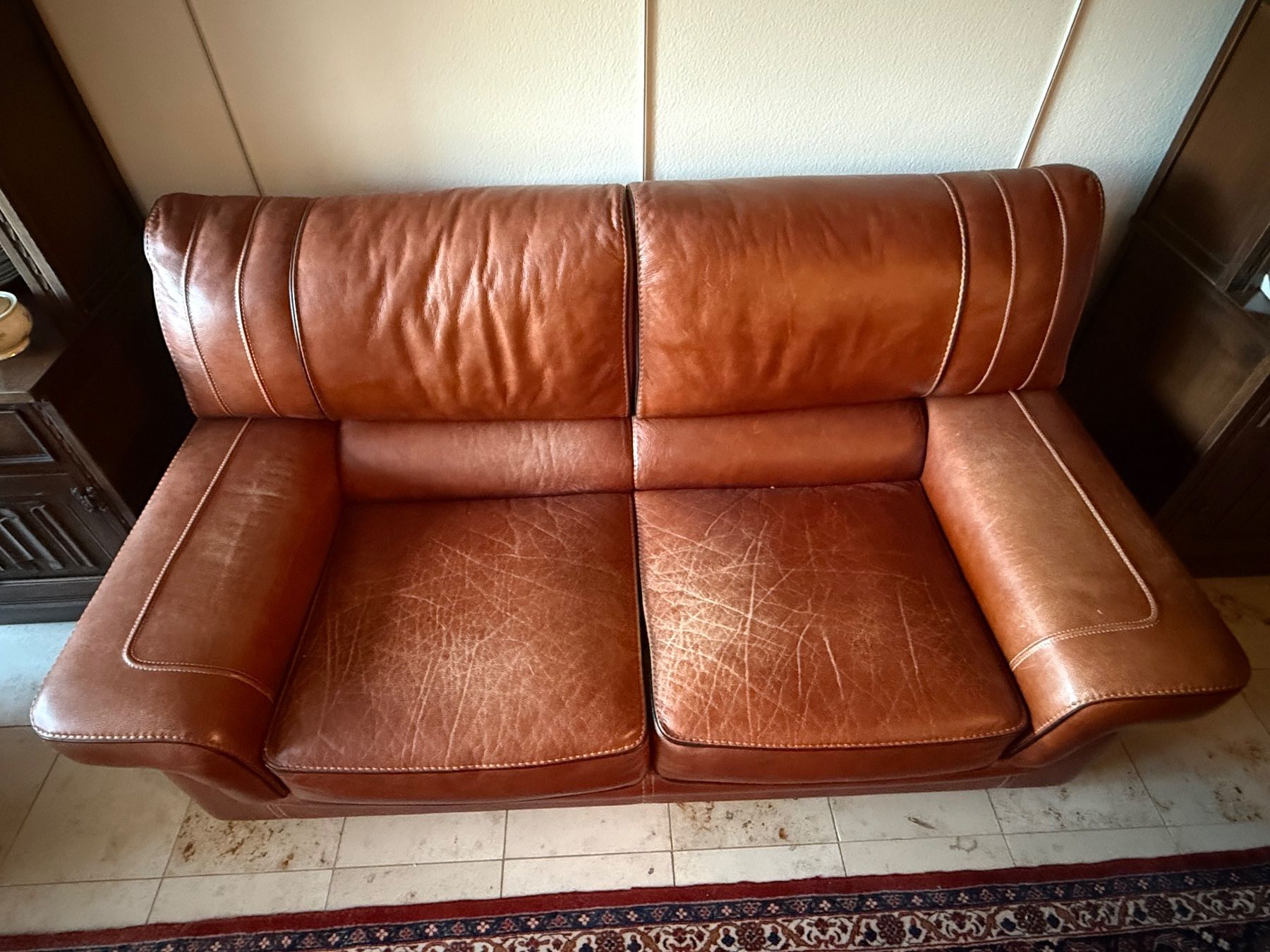 Divani: Echtleder Sofa 2-Sitzer Cognac Braun Vintage – Usato da Itingen venduto da uhu777 2